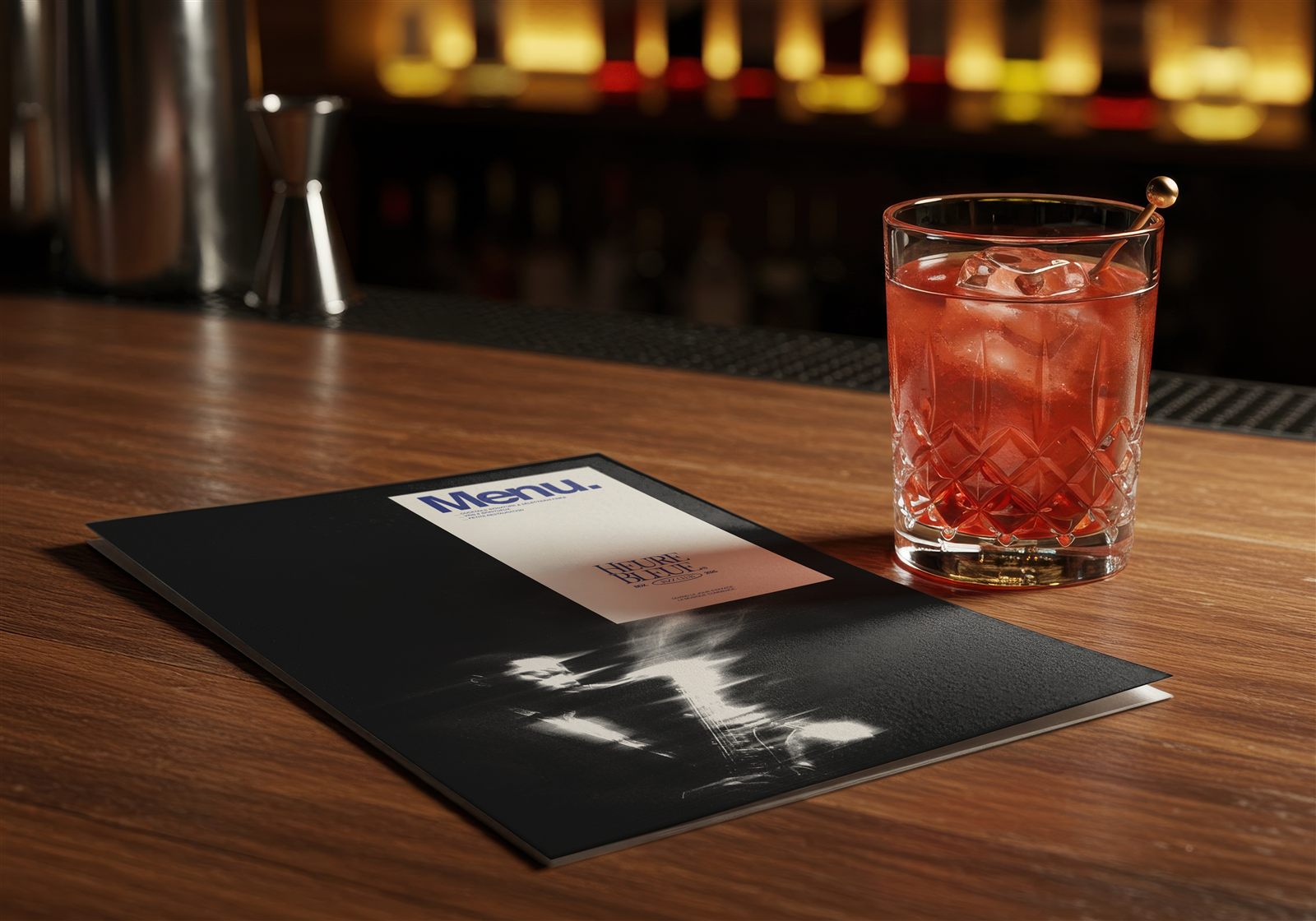 Carte des cocktails du club de jazz Heure Bleue, identité graphique par Studio Grisaille